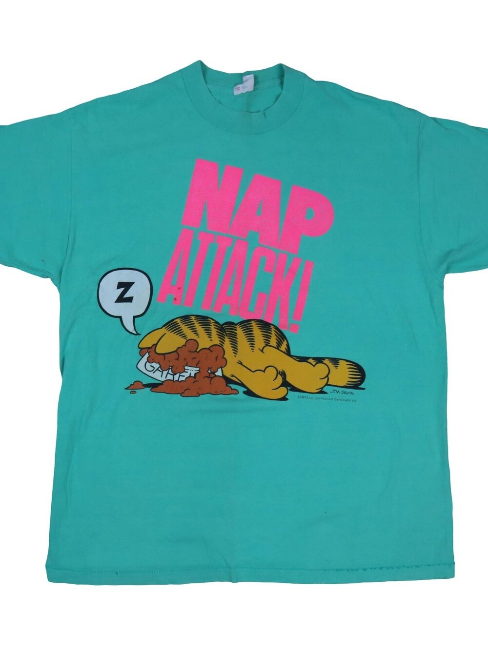 Vintage Garfield Nap Attack Graphic Shirt Single Stitch 1978 1970s Men's Large